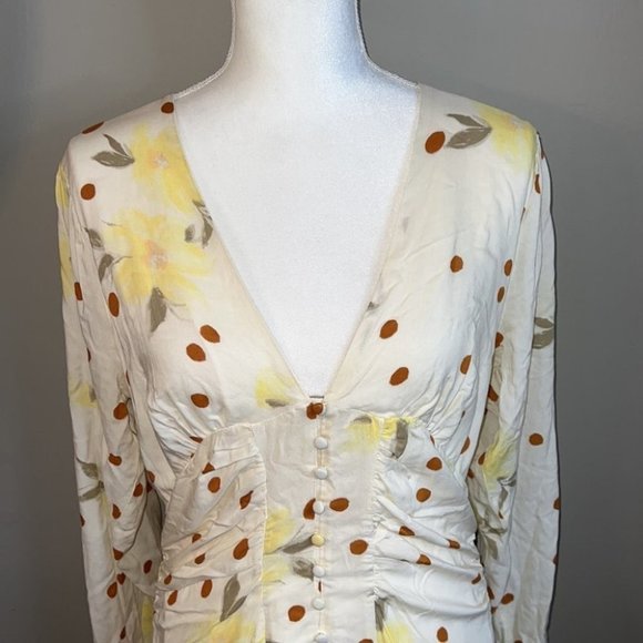 Free People long Sleeve Sunshine Datenight  V-Neck Mini Dress Size L - Picture 5 of 13